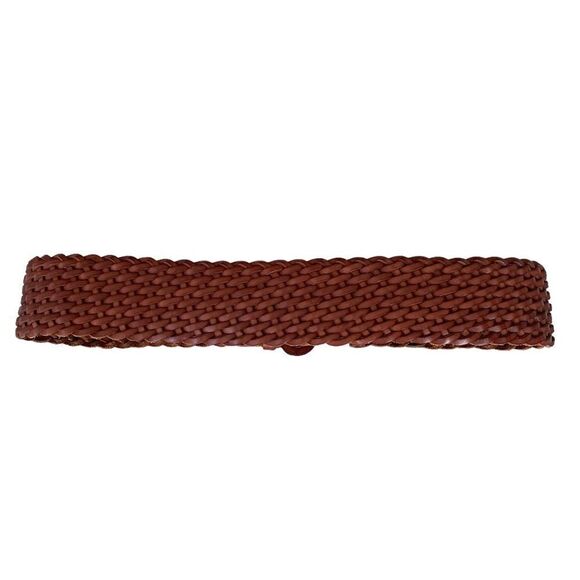 ABERCROMBIE & FITCH Leather Woven Braided Wide Belt Double Buckle Brown L main image 10